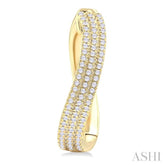 1/2 ctw Curvy Triple Row Round Cut Diamond Fashion Earring in 14K Yellow Gold